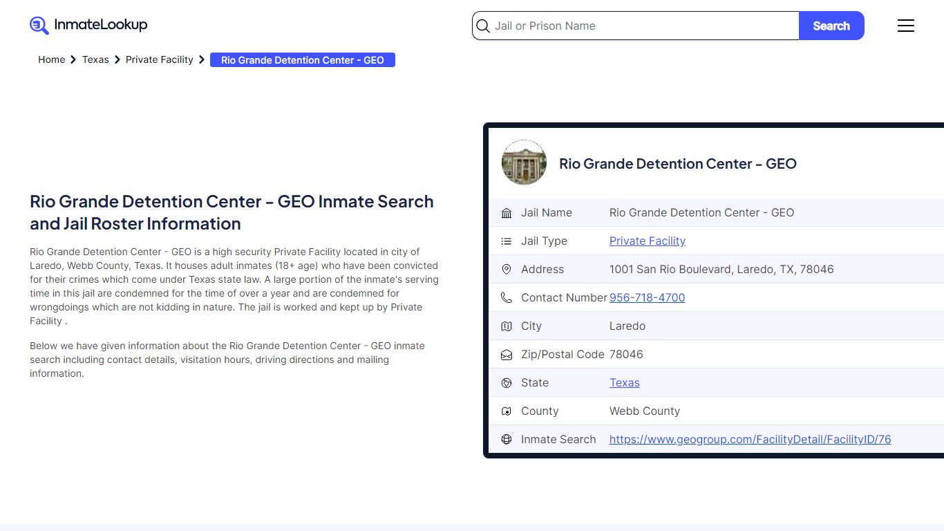 GEO Inmate Search and Jail Roster Information - Inmate Lookup