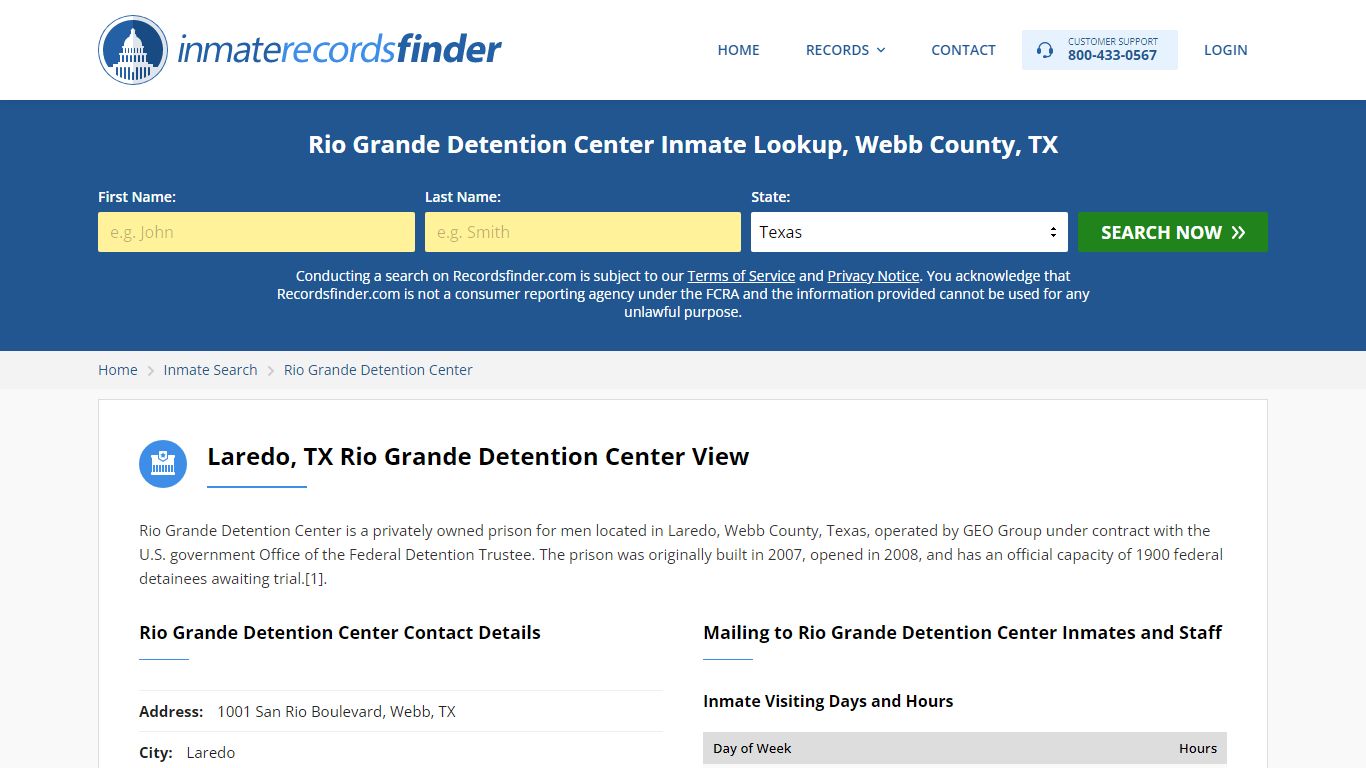 Rio Grande Detention Center Roster & Inmate Search, Webb County, TX