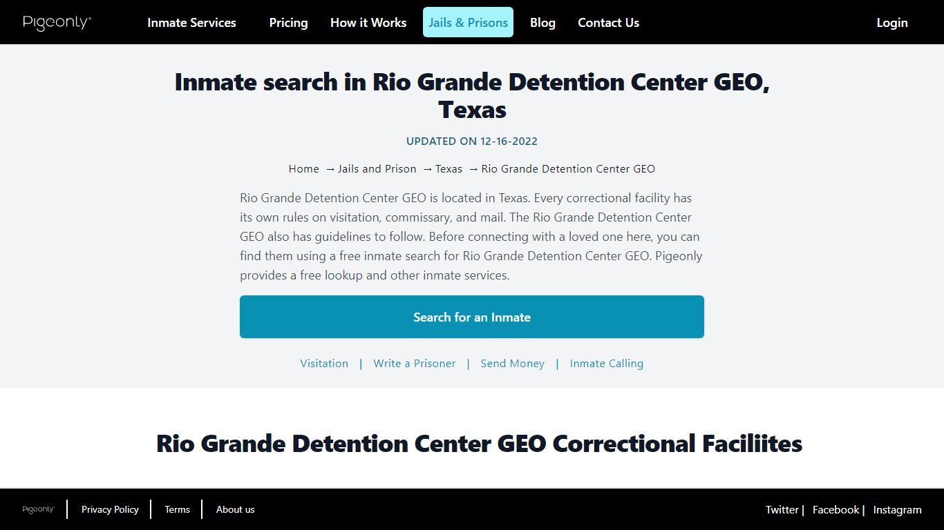 Inmate search in Rio Grande Detention Center GEO, Texas